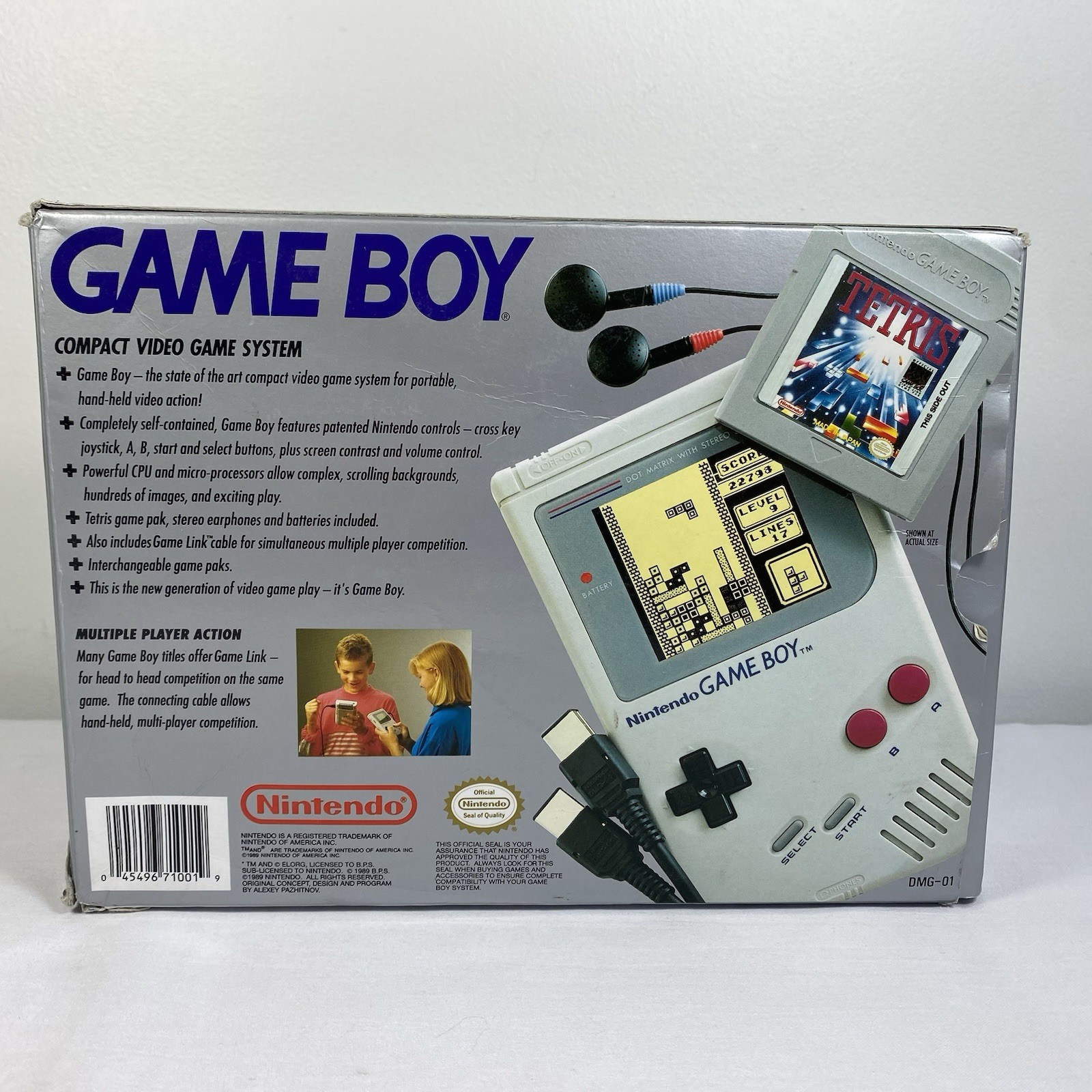 Original Nintendo Game Boy Console System Near Complete w/ Box Manual Tetris