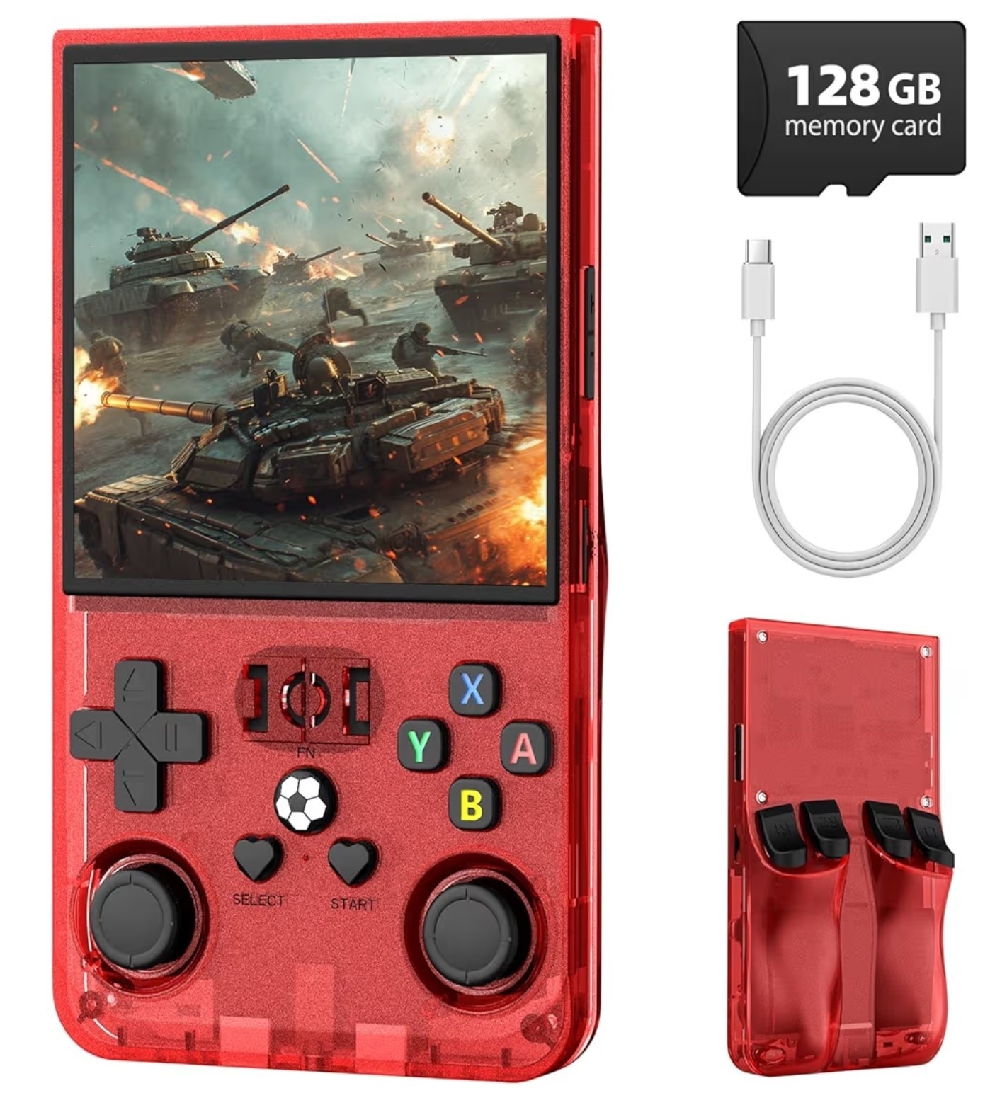R36MAX Retro Handheld Game Console 4.0″ IPS Screen 22000+ Games Portable – Red!!