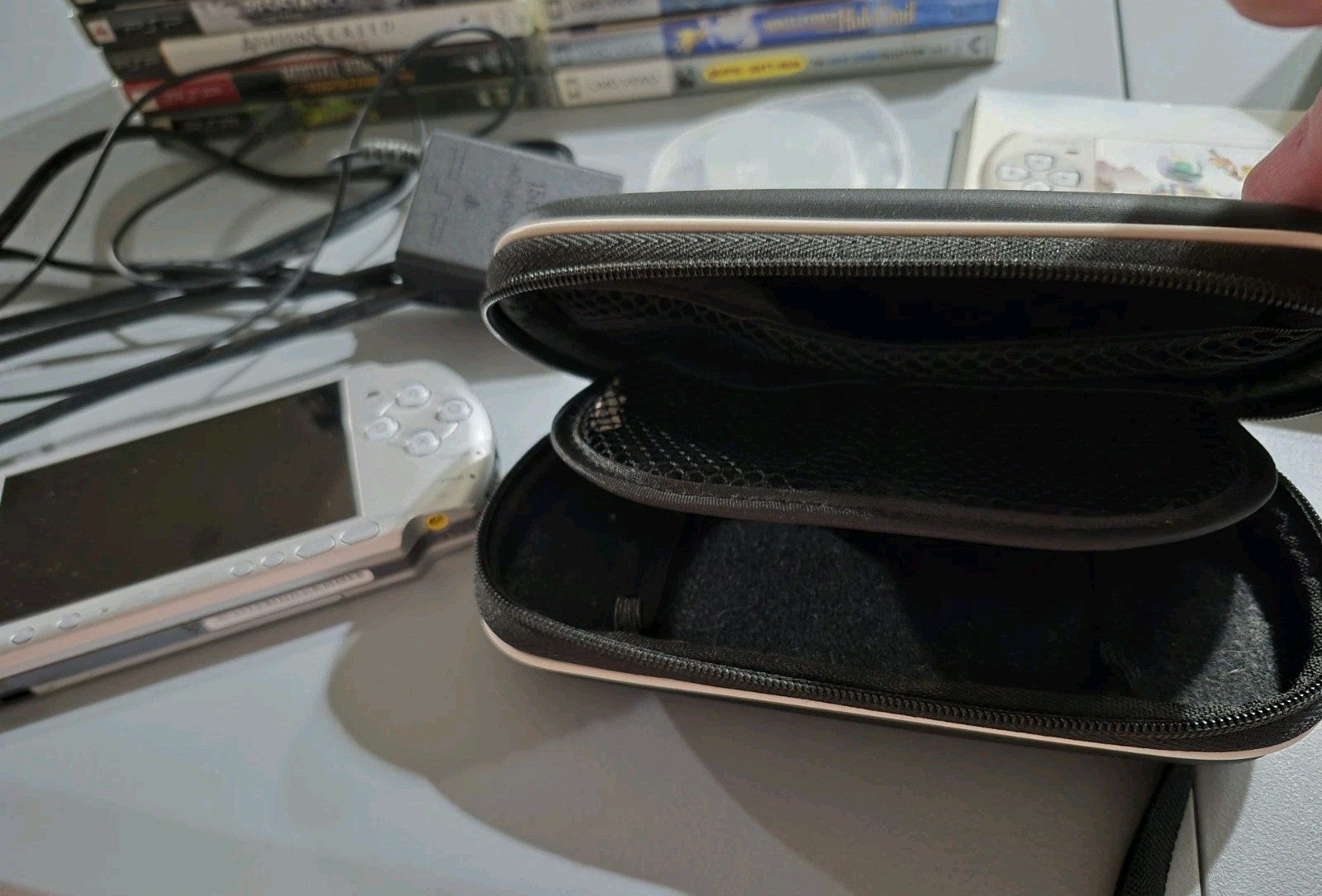 Sony PSP Silver w/ Games and Movies Lot Sale With Box and Accessories TESTED