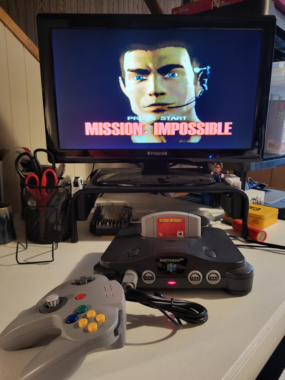 Nintendo 64 System N64 Console (Charcoal Gray) w/Controller & 4 Games!