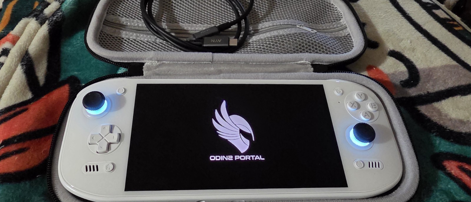 Ayn Odin 2 Portal Max 16GB RAM, 1TB Storage, White with Case.