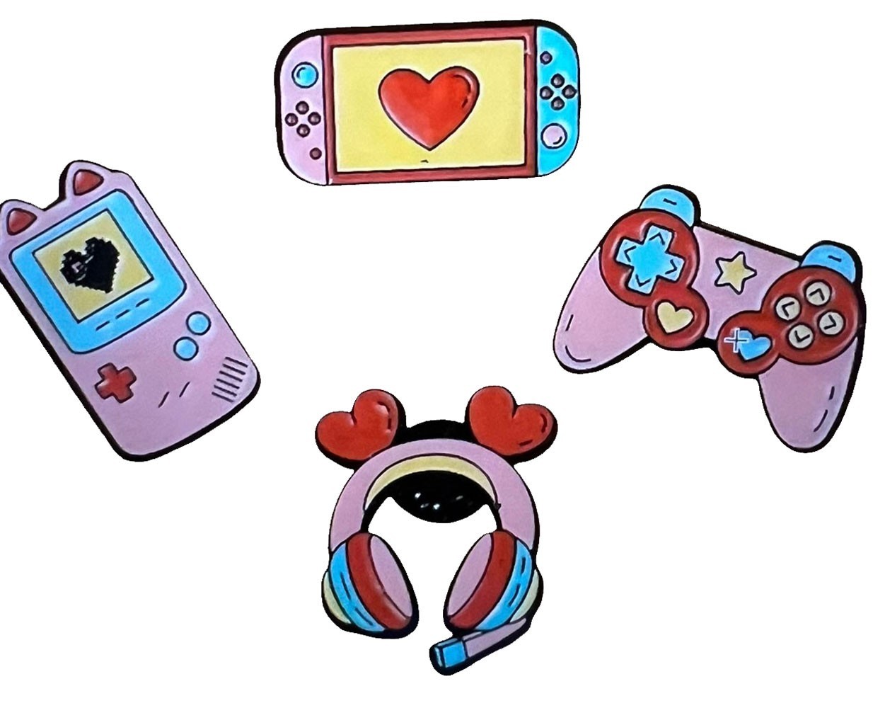 Game Console Lapel Pins Headphones Gaming Accessories Gameboy Nintendo Switch