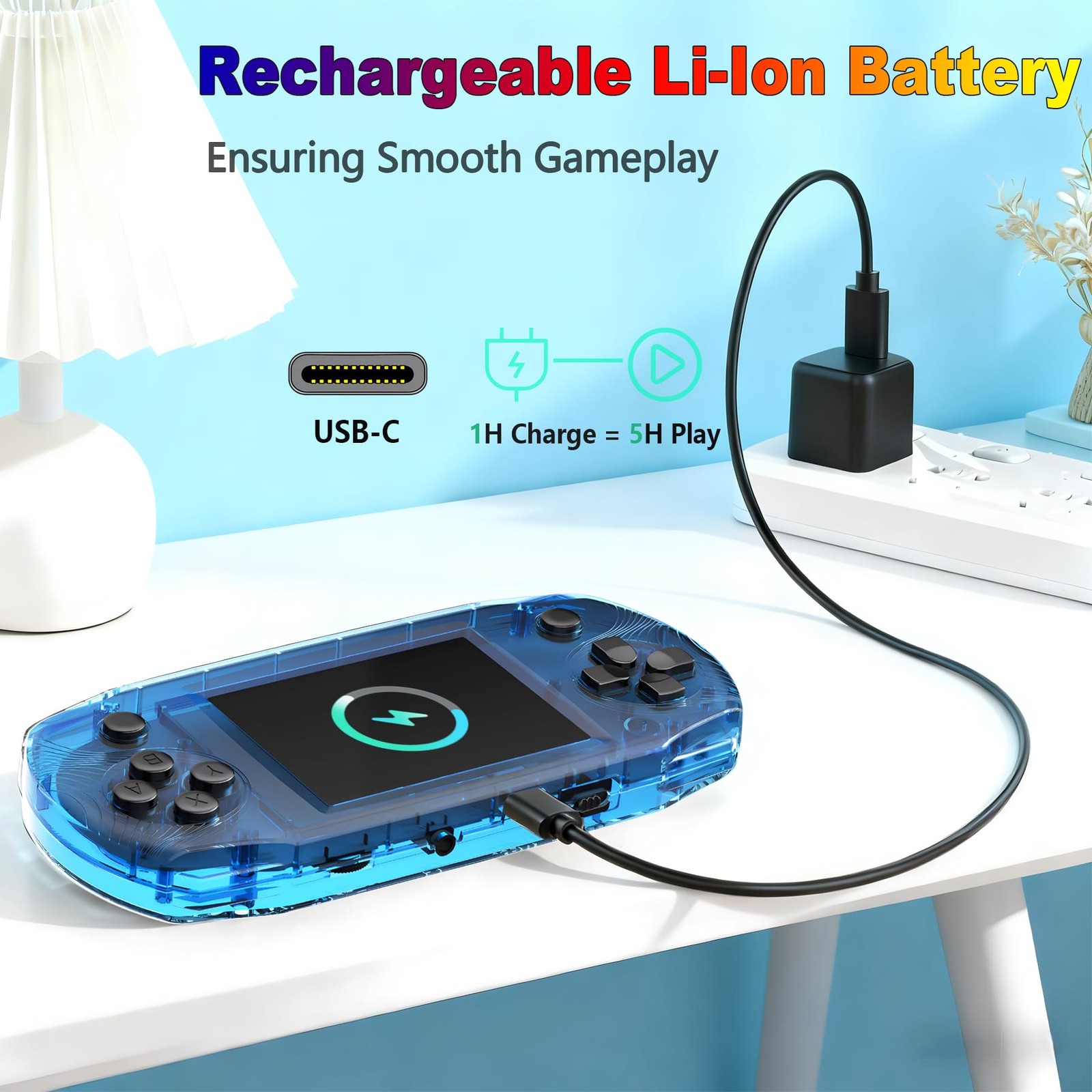 3.2″ IPS Large Screen Handheld Game Console for Kids Preloaded 100 Retro Vide…