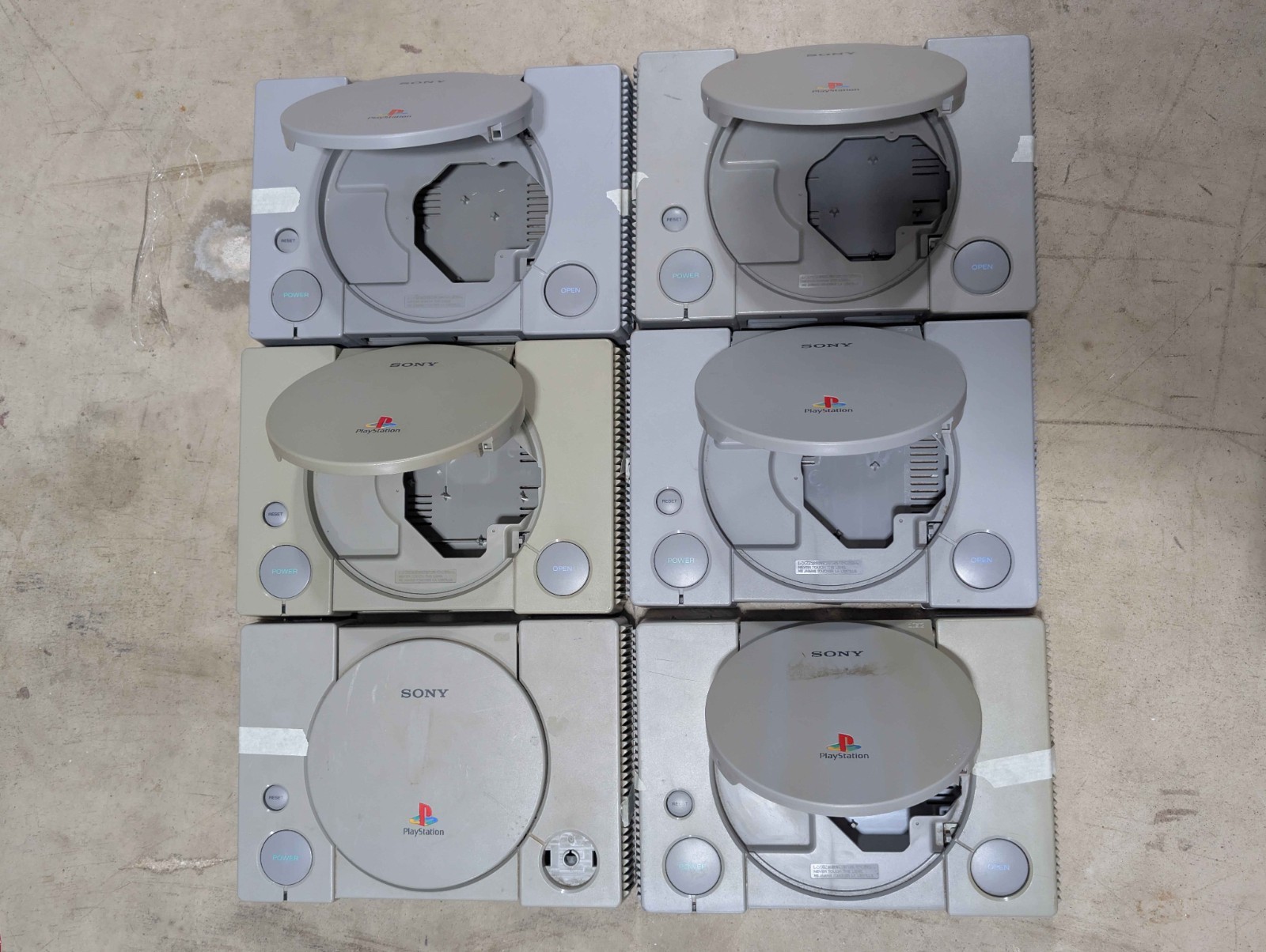 Lot of 6 Original Sony PlayStation 1 PS1 Fat Empty Replacement Shells Housings