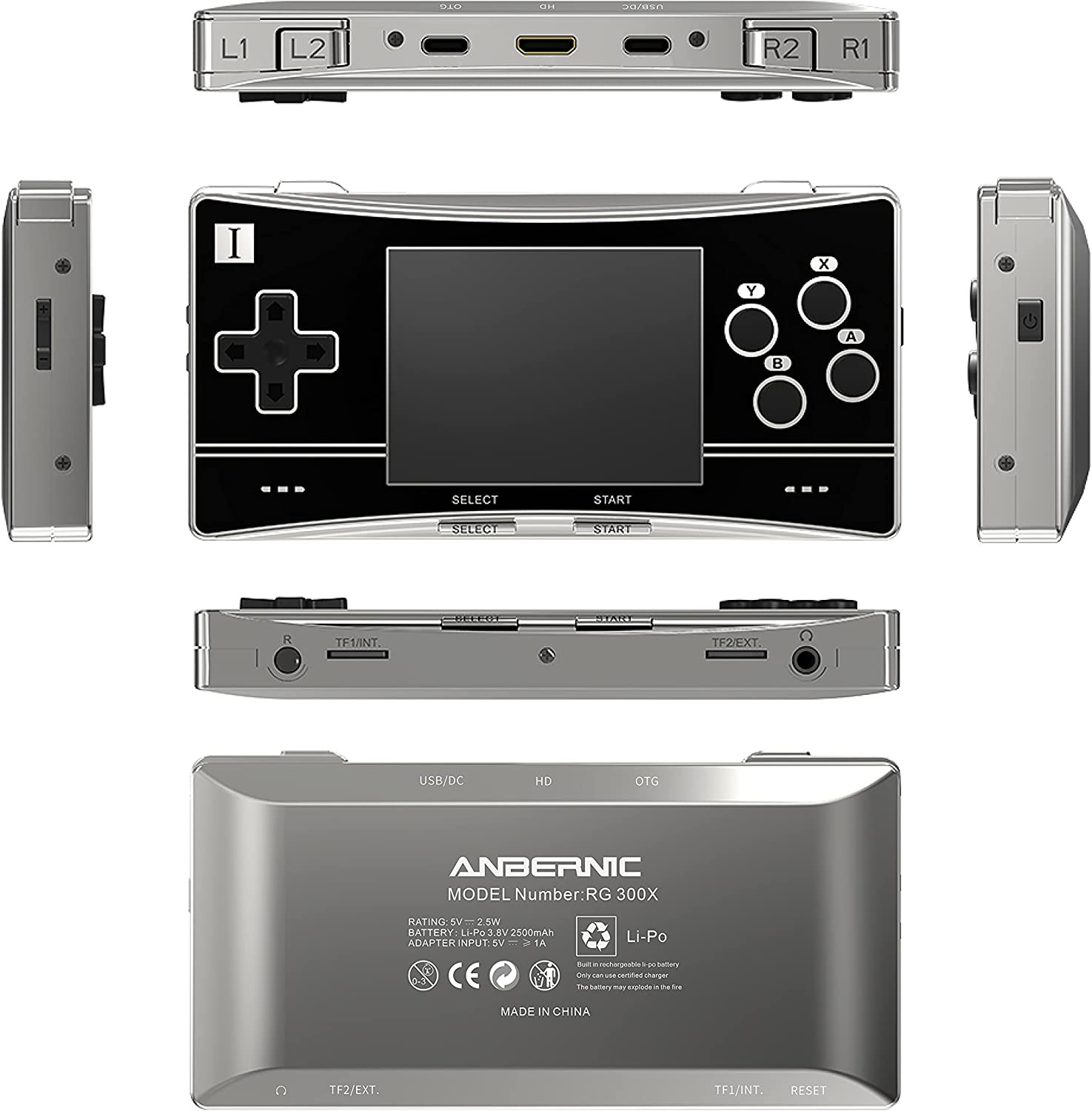 RG300X Handled Game Console, Portable Game Console with 64G TF Card Preinstalled