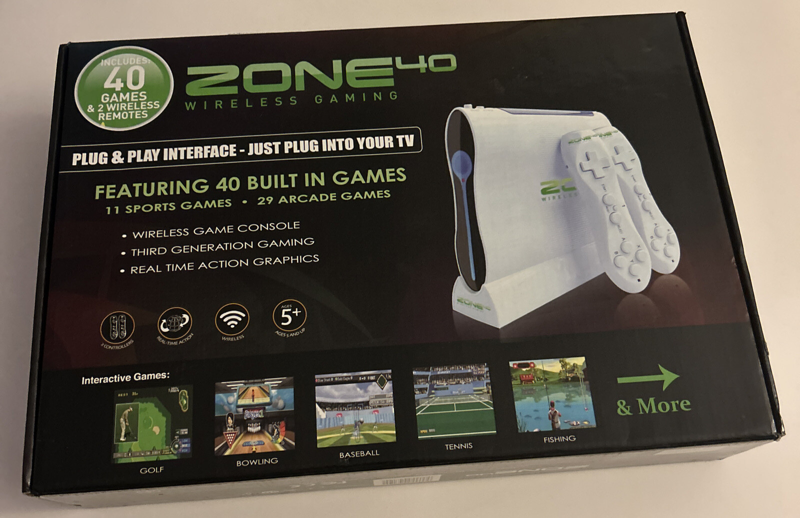 Zone 40 Wireless Remotes Gaming 40 Games 11 Sports 29 Arcade Plug & Play