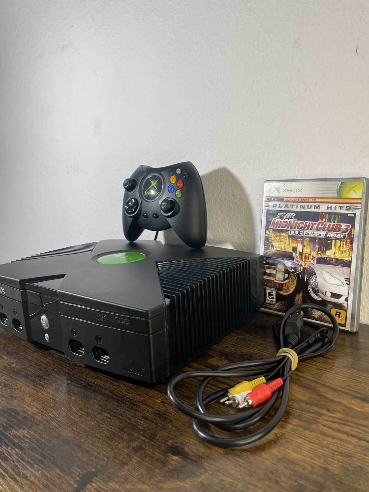 Original Xbox Microsoft Console Bundle Controller Cables Midnight Club TESTED