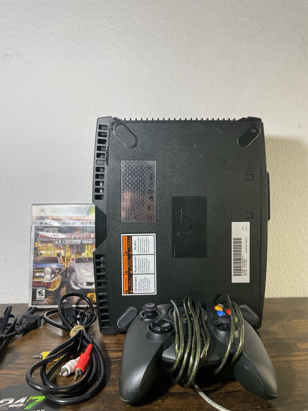 Original Xbox Microsoft Console Bundle Controller Cables Midnight Club TESTED