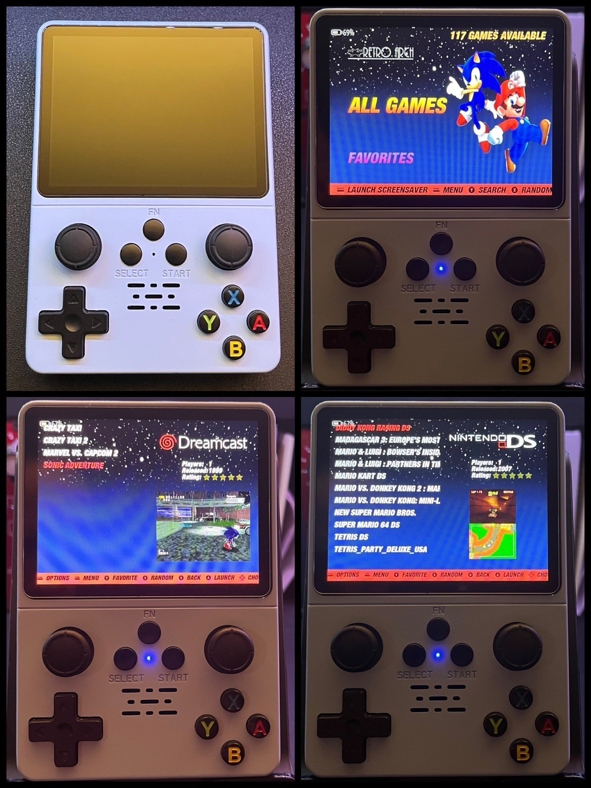 Handheld Gaming Lot: MiyooMini+, R35S, DS, 3DS, Riot, COD