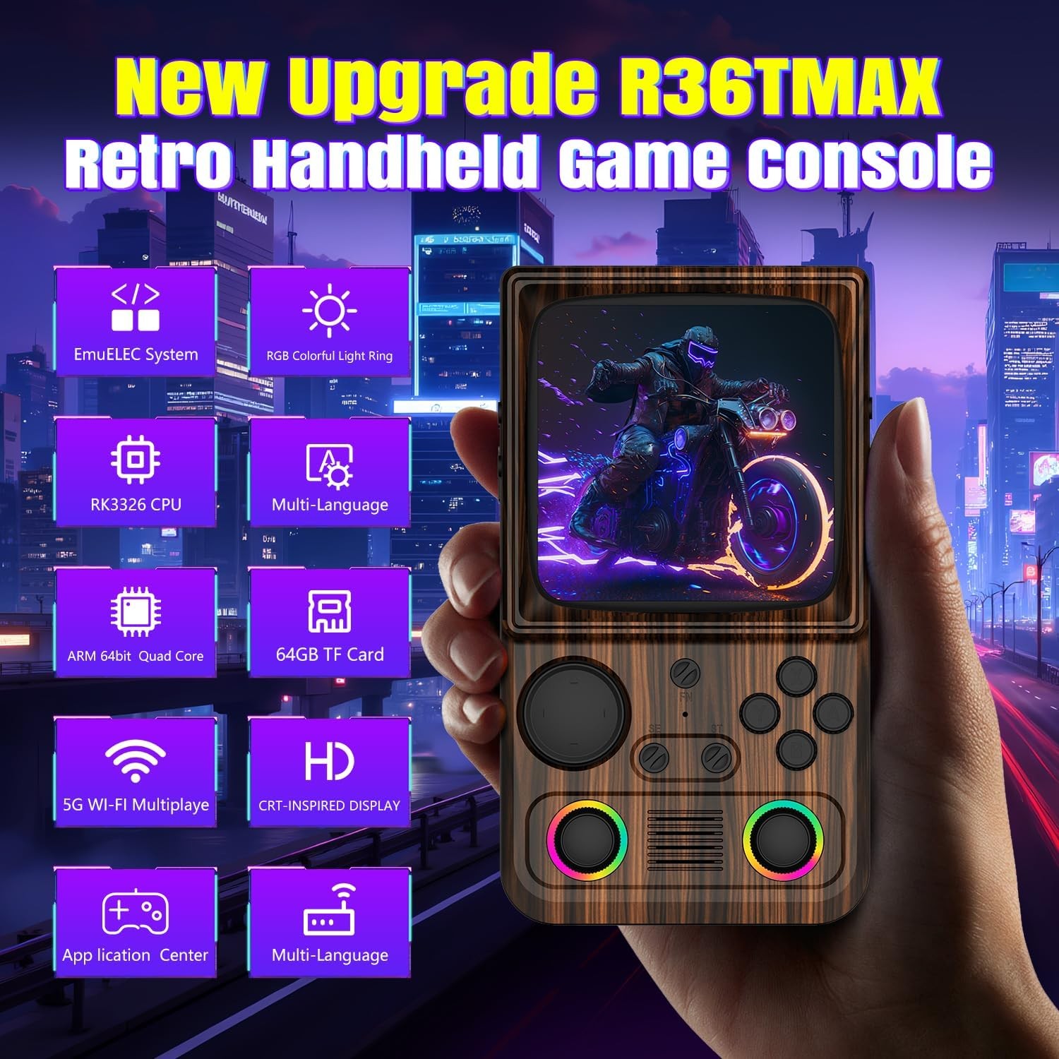 R36TMAX Retro Gaming Console 4.0 IPS 22000+ Games 64GB