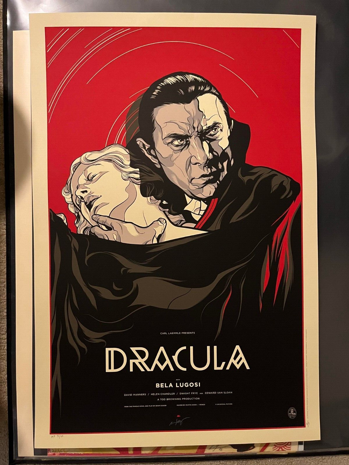 SIGNED Dracula Martin Ansin Mondo Poster Art Print Universal Monster Bela Lugosi