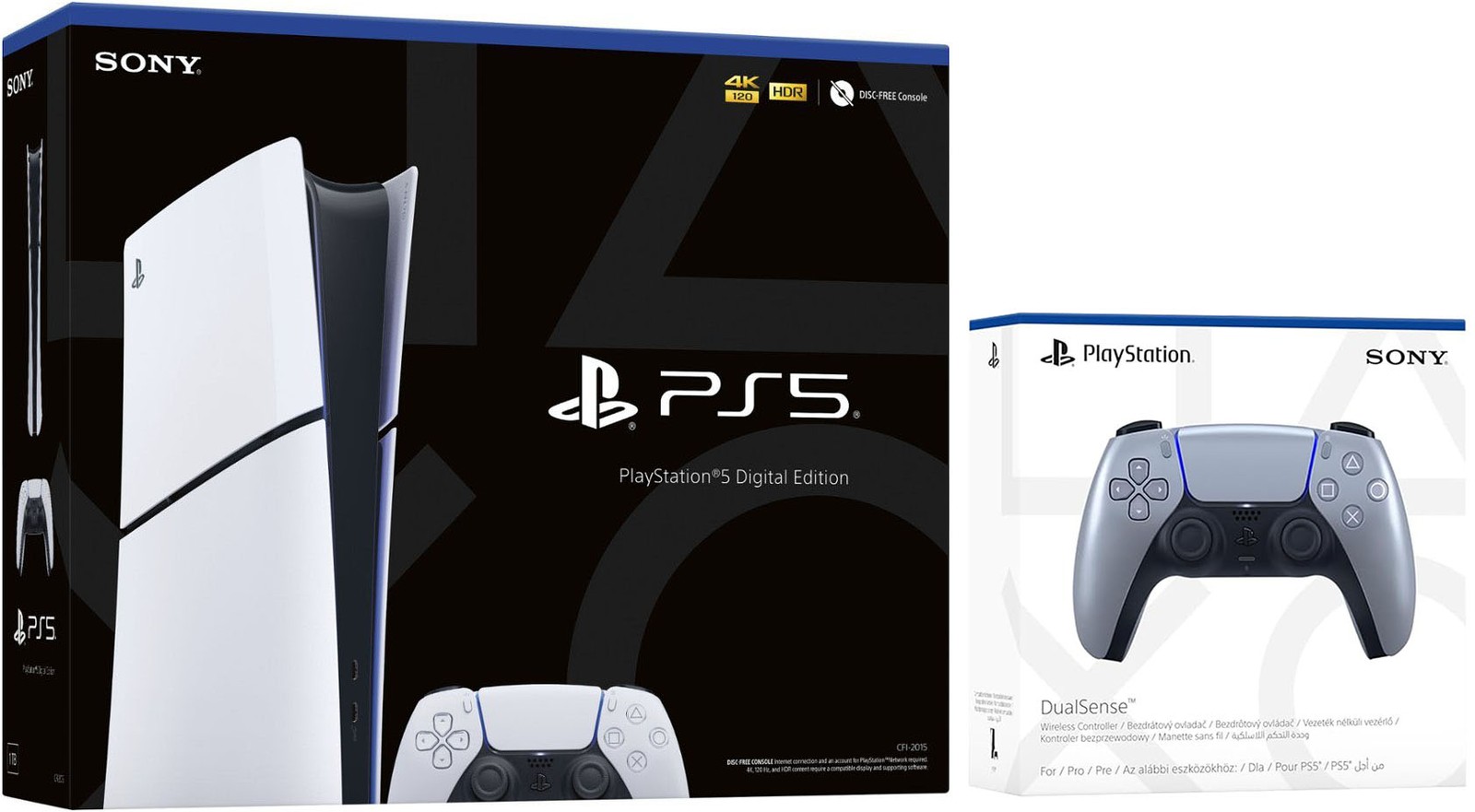 Sony PlayStation 5 Slim Digital Console with Extra Sterling Silver Controller
