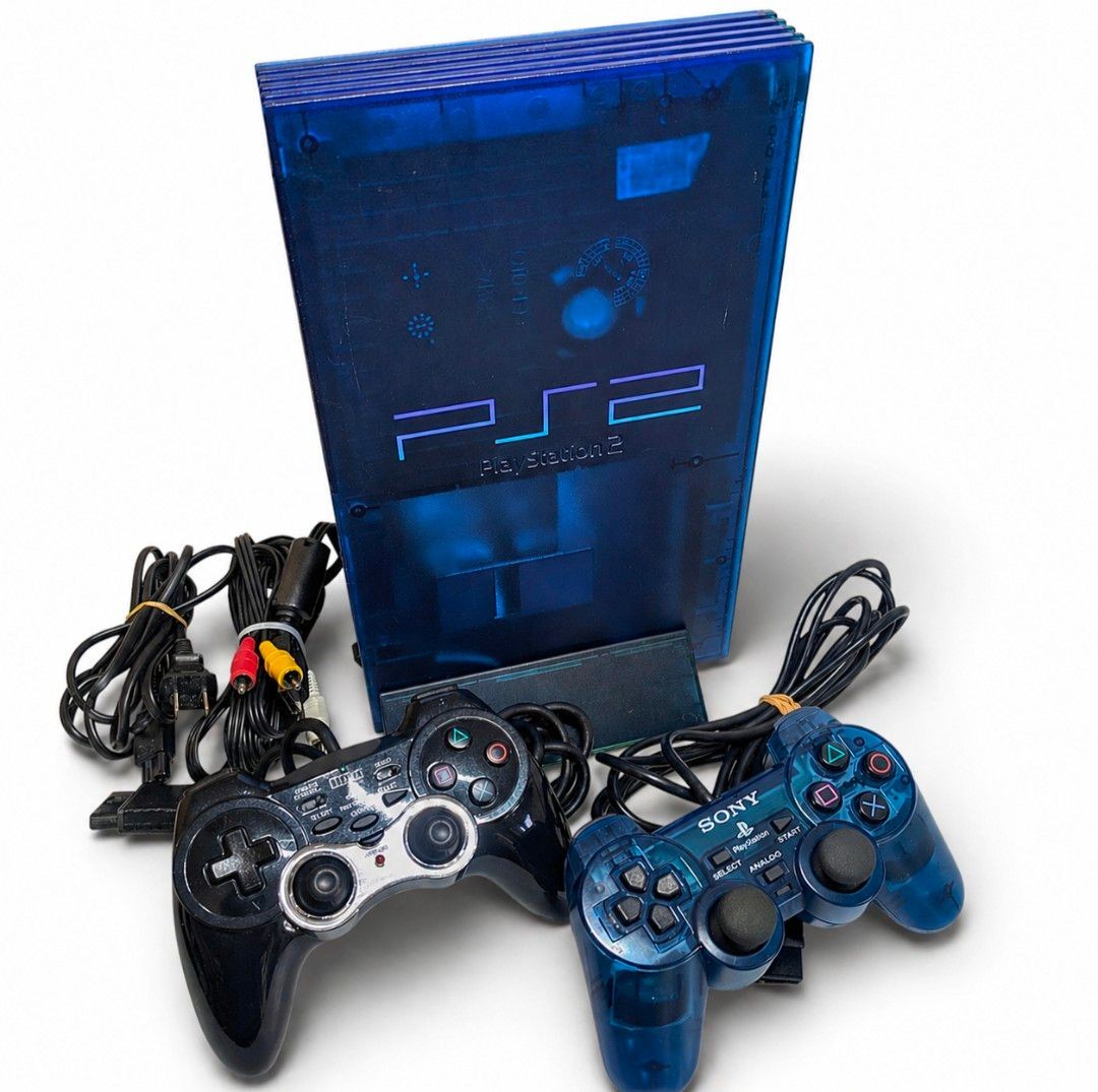 PS2 SCPH-37000 Ocean Blue Limited Console Set tested includes stand NTSC-J Japan