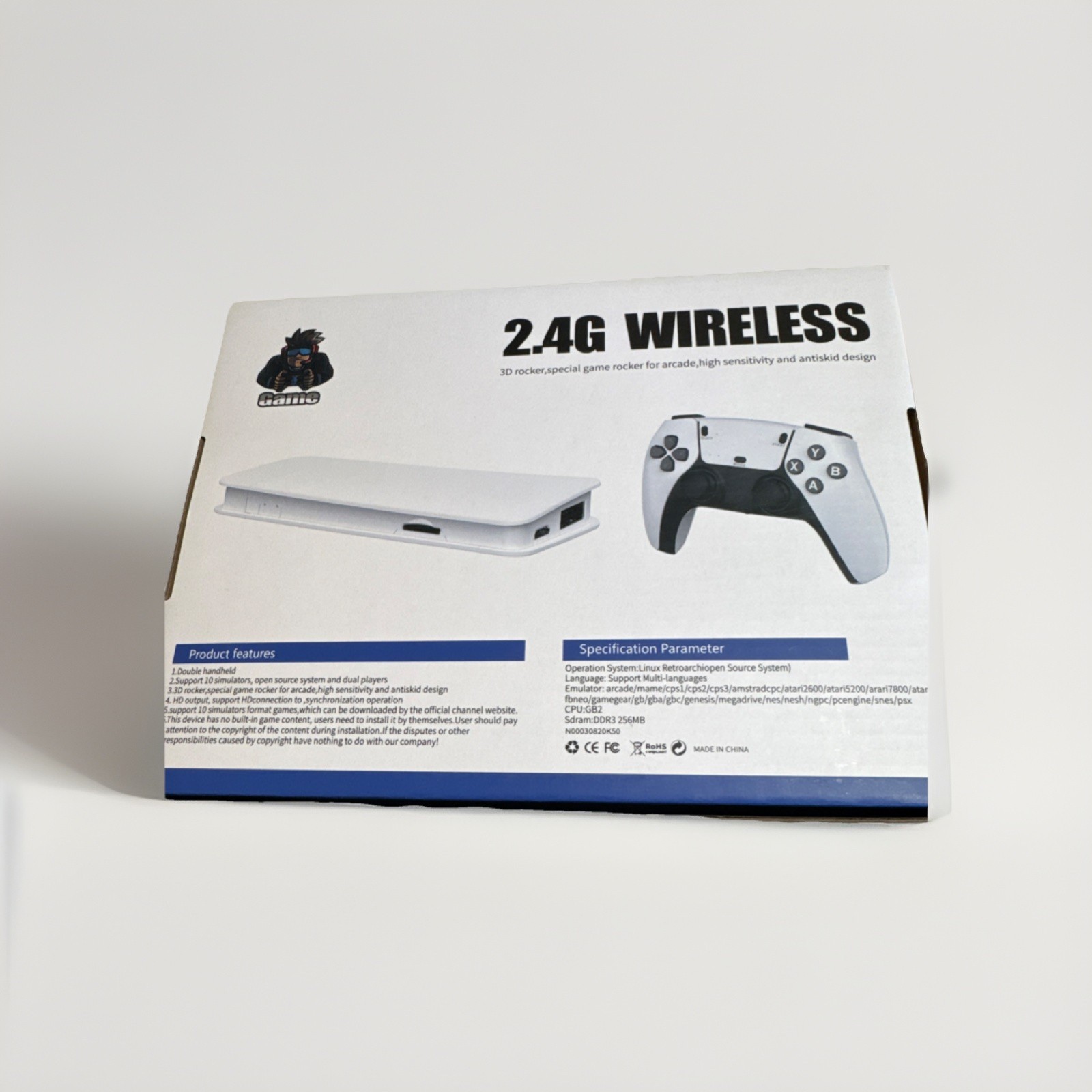 Game 2.4G Wireless Home Console Dual Controllers HDMI USB-A 256MB White/Black