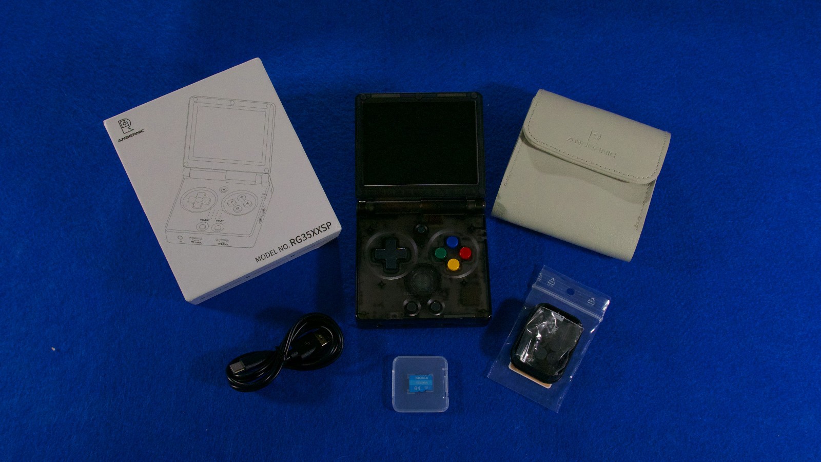 Anbernic RG35XX Plus 64GB Handheld Console – Clear Black w/ Box and Accessories