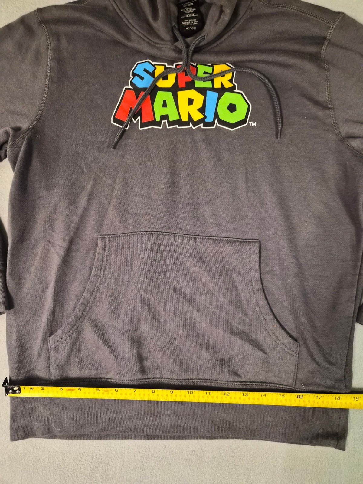 Nintendo Super Mario Logo Graphic Pullover Hoodie with Sleeve Patch