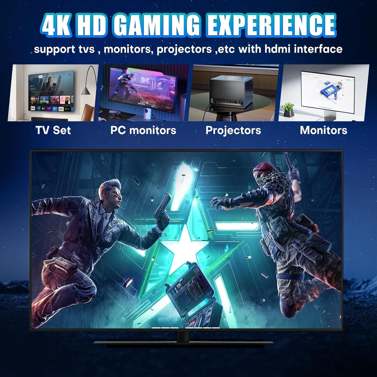 Retro Game Stick with 64GB TF Card,4K HDMI Plug and Play Video Games for TV