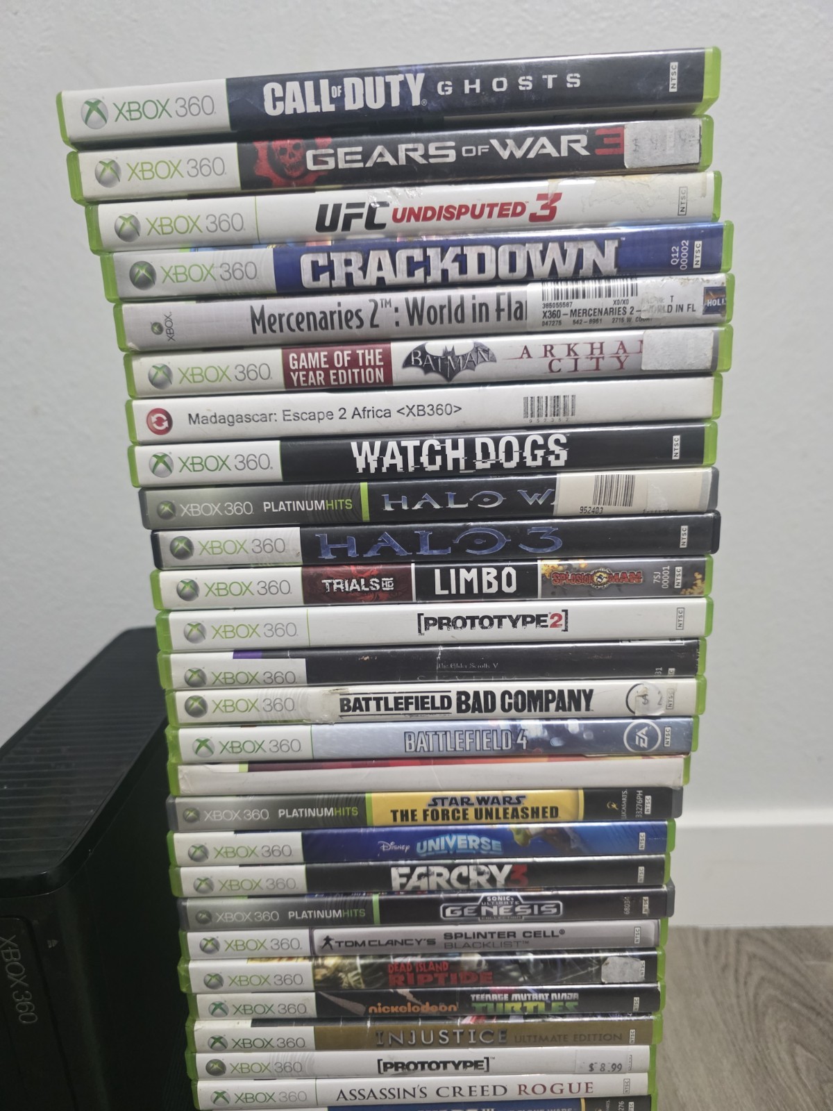 Xbox 360 S Console Bundle 4 Controllers 30+ Games No Hard Drive Tested Works