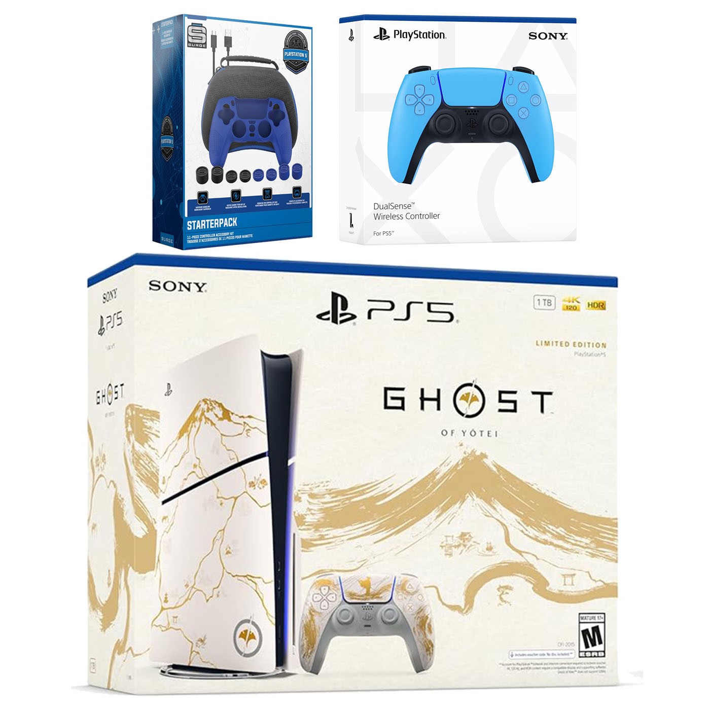 Sony PS5 Ghost of Yotei Disc + Extra Controller + Accessory Kit – Starlight