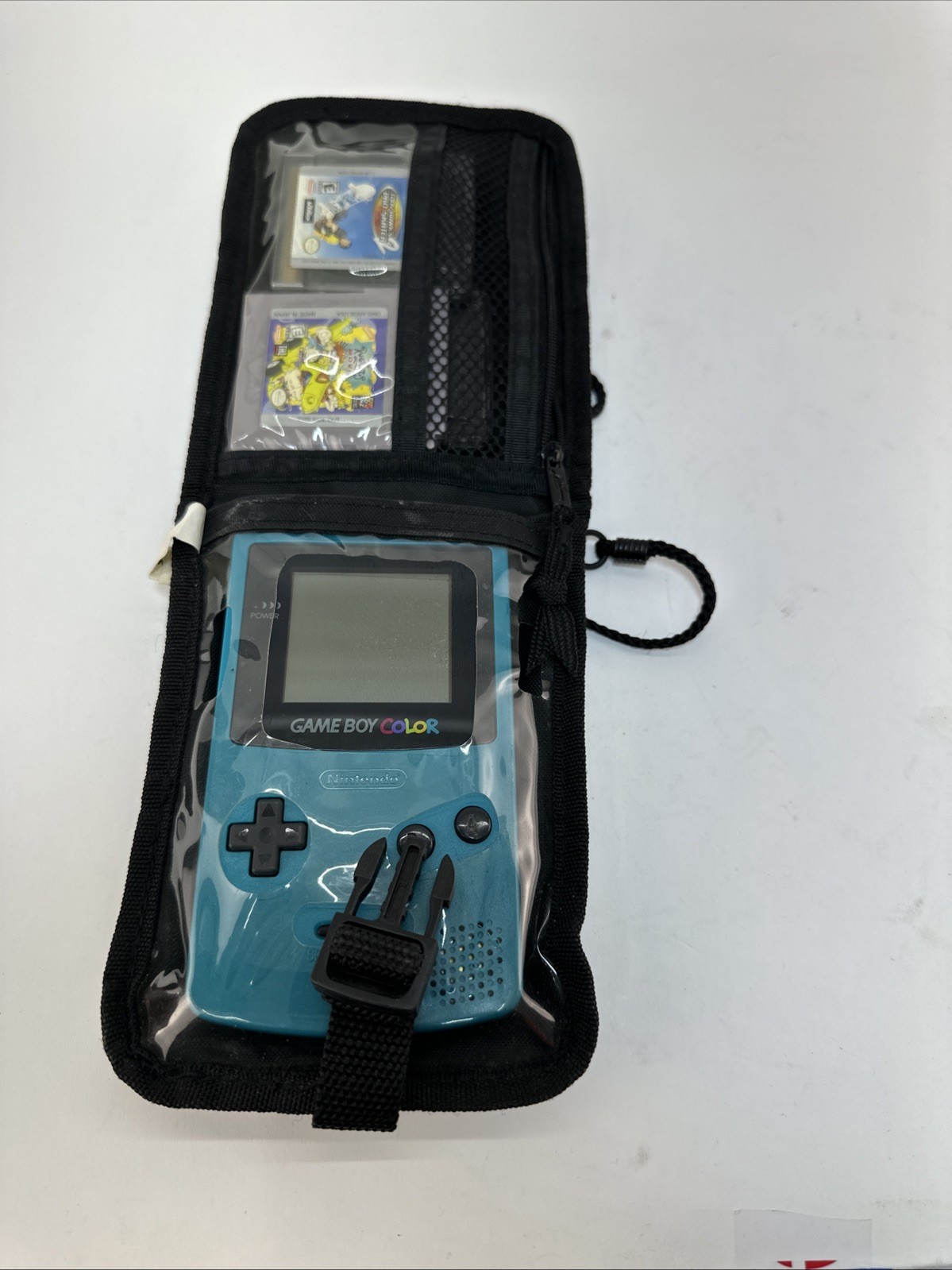 Nintendo Game Boy Color Teal Bundle 4 Games Carry Case GBC Tested Working