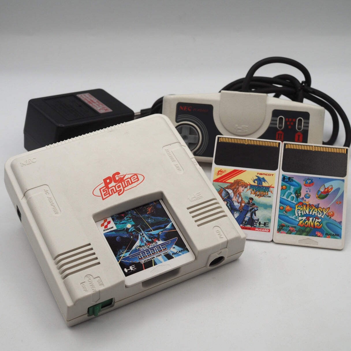 NEC PC Engine PI-TG001 Console w/ Gradius, Dragon Spirit & Fantasy Zone Tested