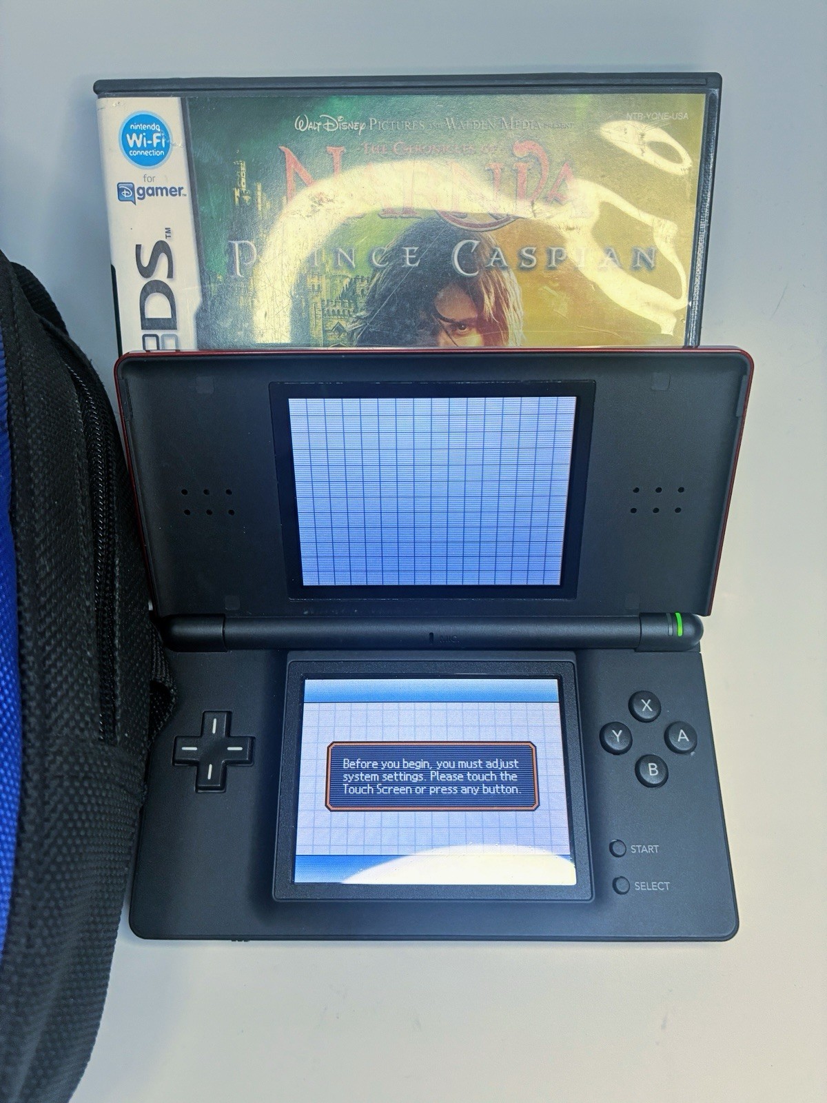 Nintendo DS Lite Crimson Handheld System – Red/Black EC W/ Game boy Bag & Game