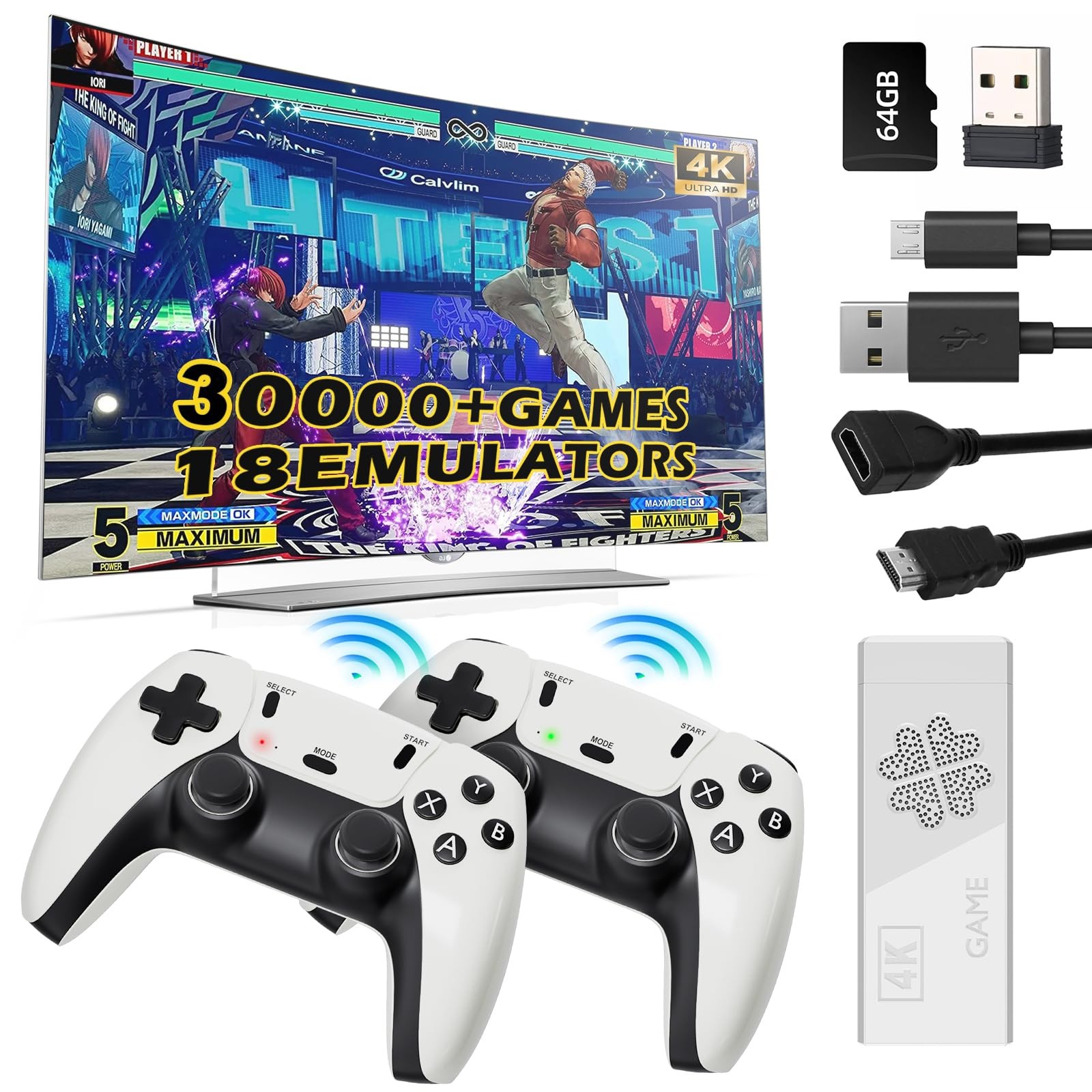 2026 Upgraded Wireless Retro Gaming Console Stick 4K HDMI, Retro Video Game C…