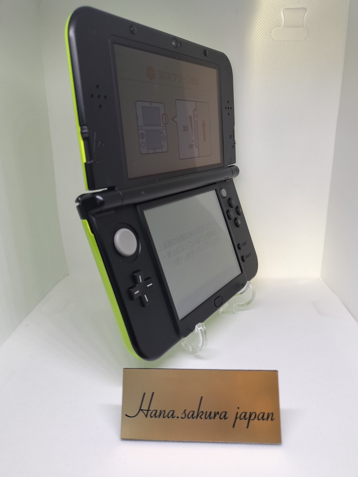 New Nintendo 3DS XL LL lime Black Console Stylus Rank B Japanese ver DS32