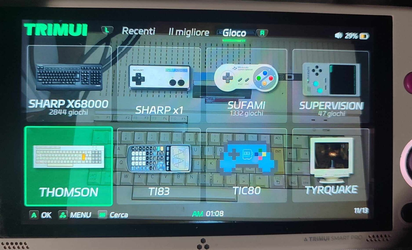 TRIMUI SMART PRO CROSSMIX 256GB SANDISK 60000 Games CONSOLE DISPLAY 5 GRAY