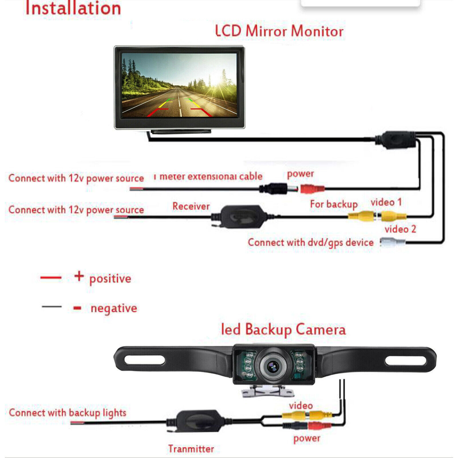 5″ Backup Camera Wireless Car Rear View HD Parking System Night Vision + Monitor