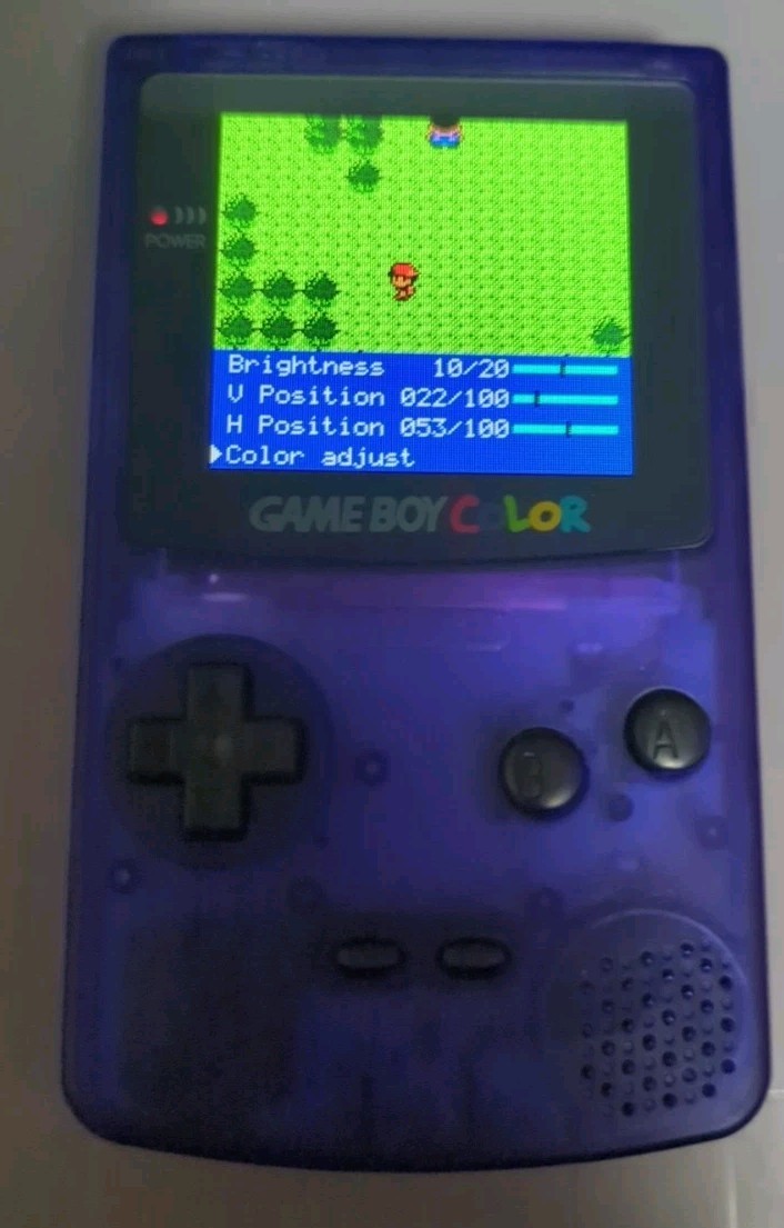 Nintendo clear blue Gameboy color with 2.45 in IPS screen