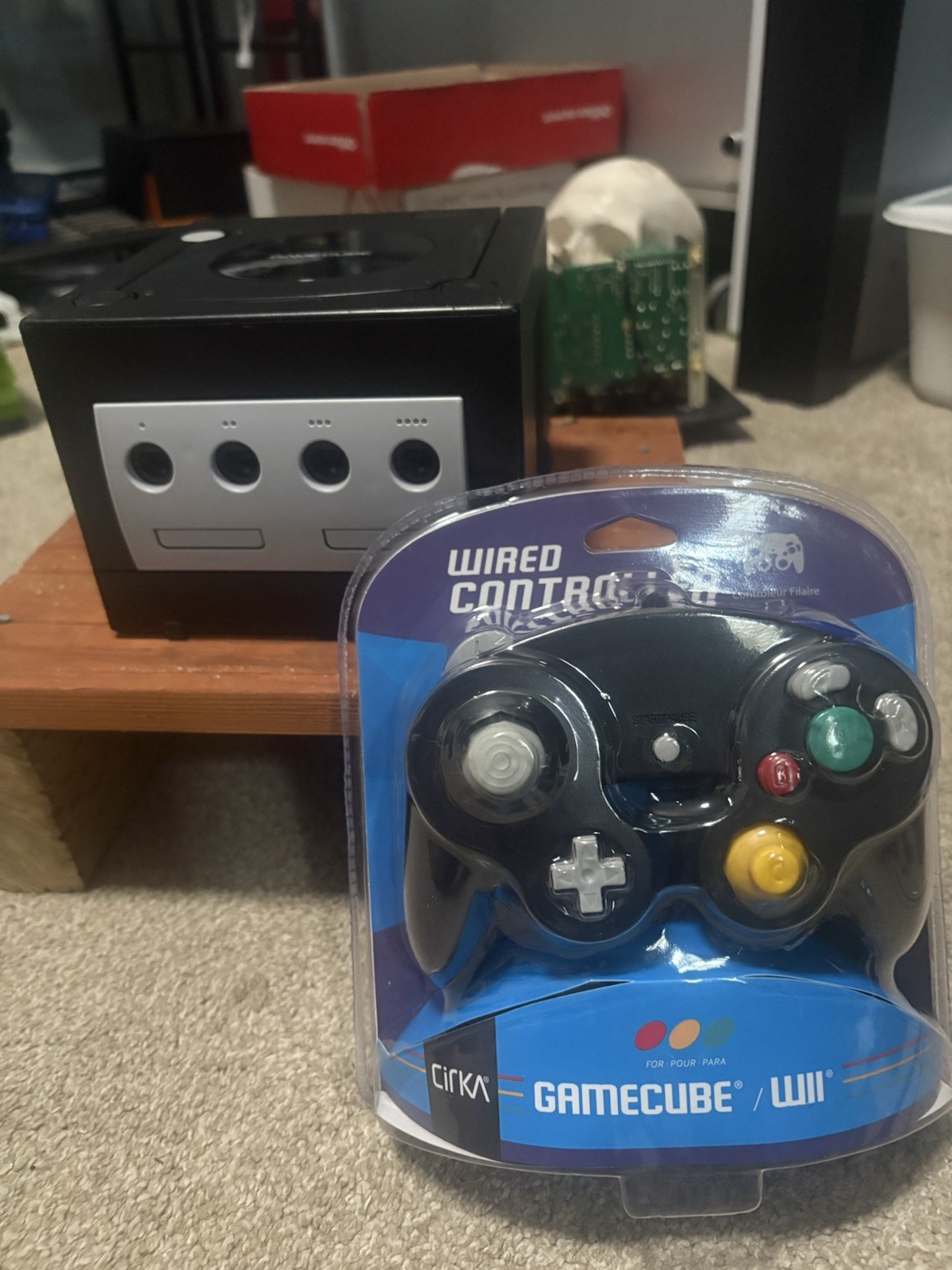 Nintendo GameCube DOL-001 Console Black/Gray NTSC-U/C + CirKa Wired Controller
