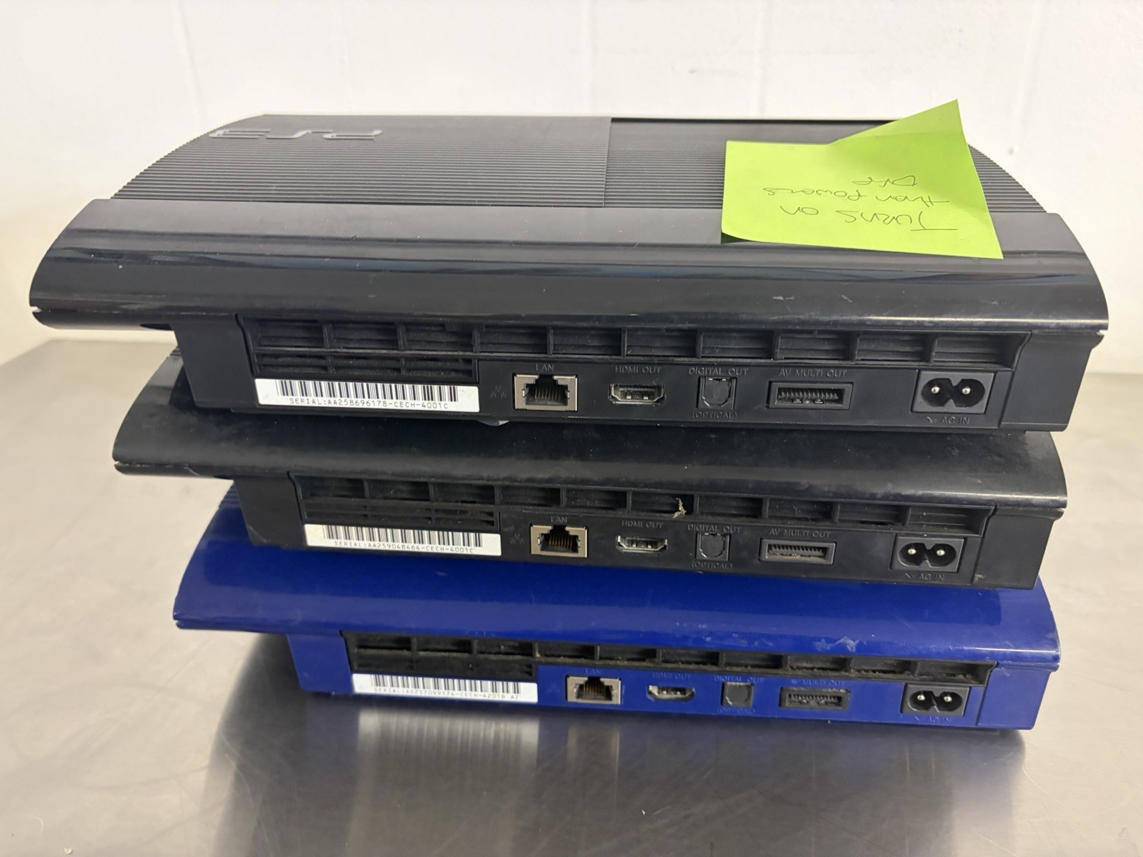 Lot of Three Sony PlayStation 3s Super slim Models Parts/Repair Please See Desc.