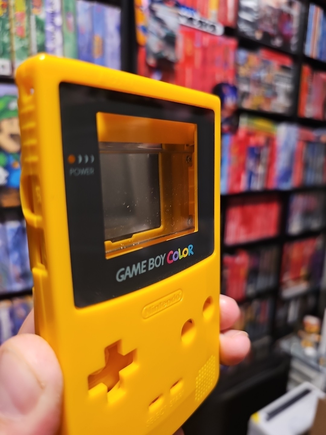 Nintendo Game Boy Color Clear Console GBC Custom Build Needs TLC w/ Yellow Shell