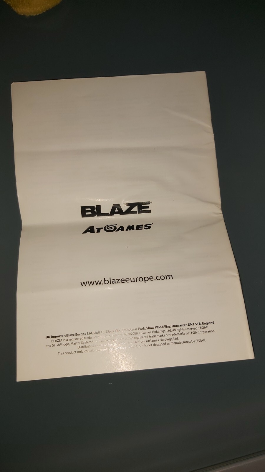 Blaze ATGames SEGA Console Manual User Guide