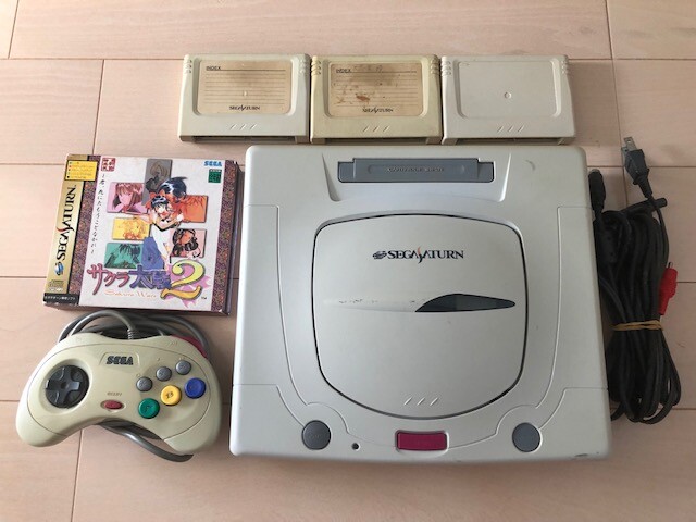 SEGA Saturn SS White Console+Controller+Cable+software HST-3220 Japan TESTED F/S