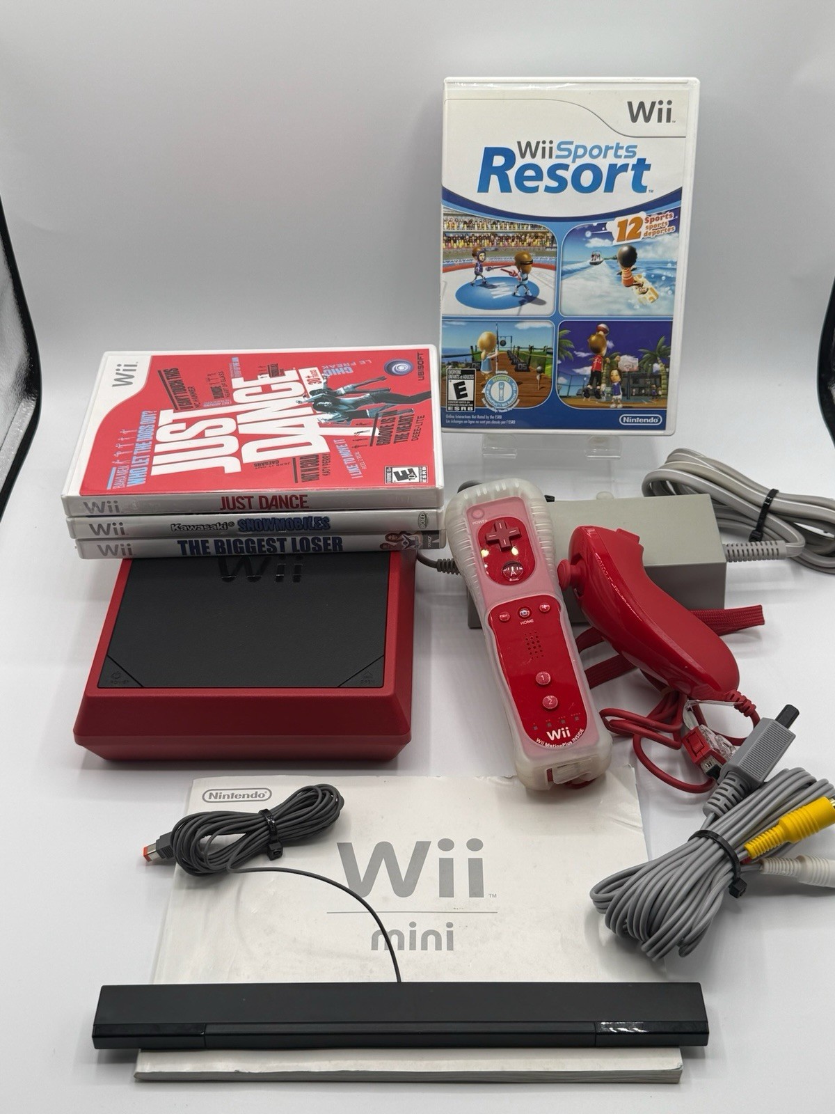 Nintendo Wii Mini Video Game Console RVL-201 Red w/ Games – Tested And Working!