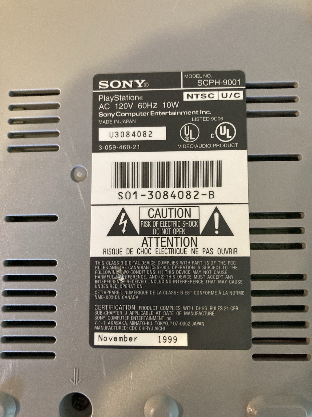 Sony PlayStation 1 Gray Model Scph- 9001 Console Only .