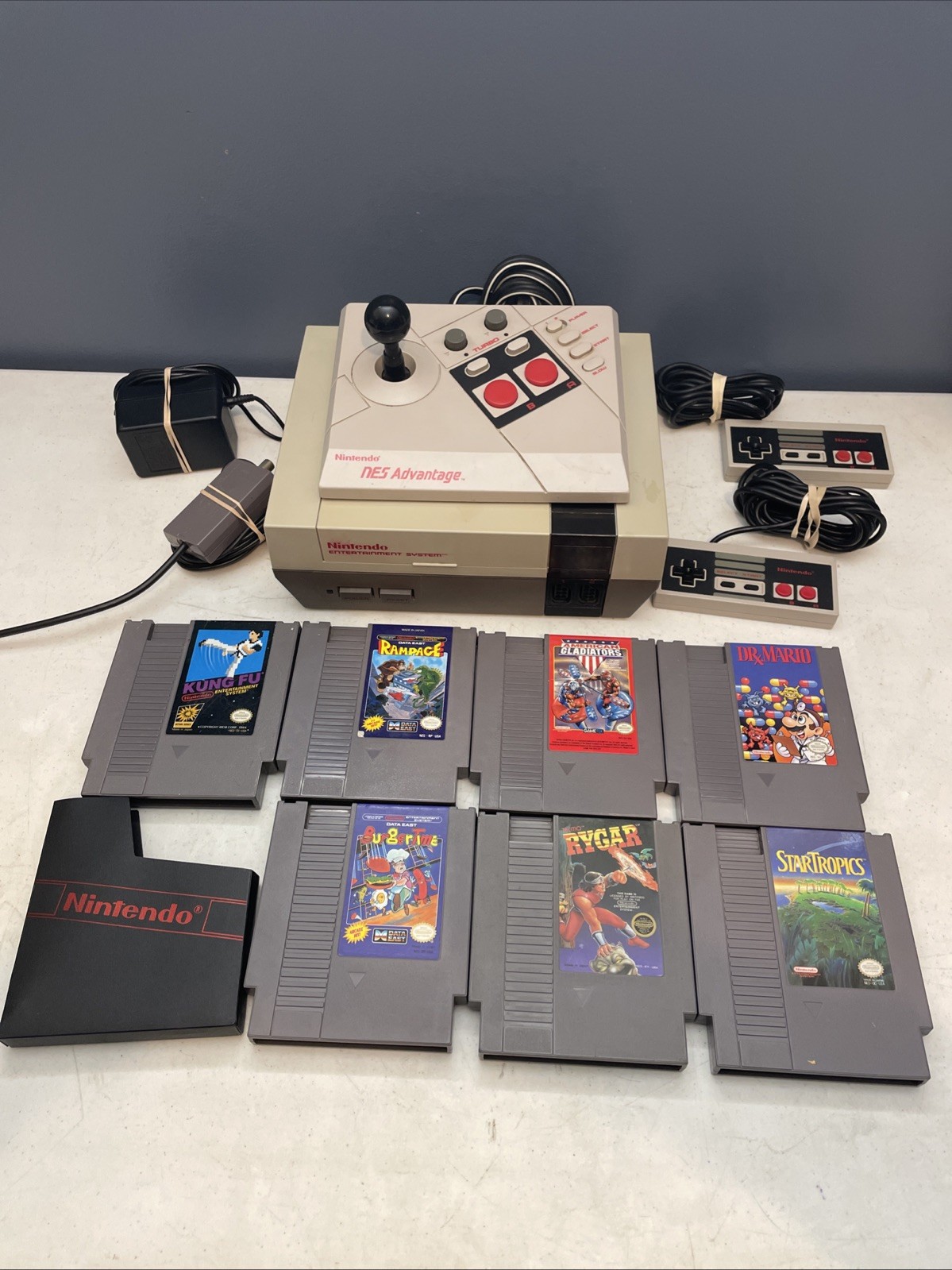Nintendo Console Bundle 7 Games 2 Controllers Tested Nes-001 Dr. Mario, Rampage