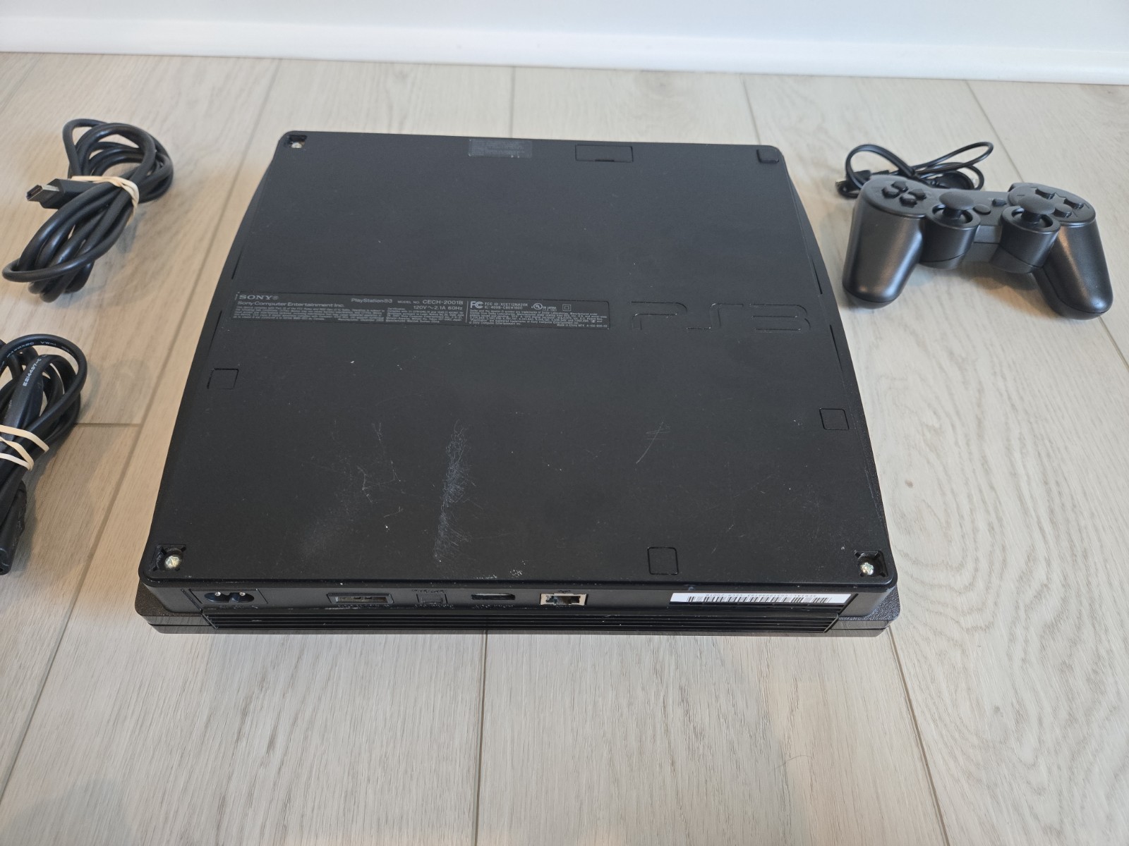 Sony PlayStation 3 PS3 Slim Console 250GB 2001B Controller & Cables Working!