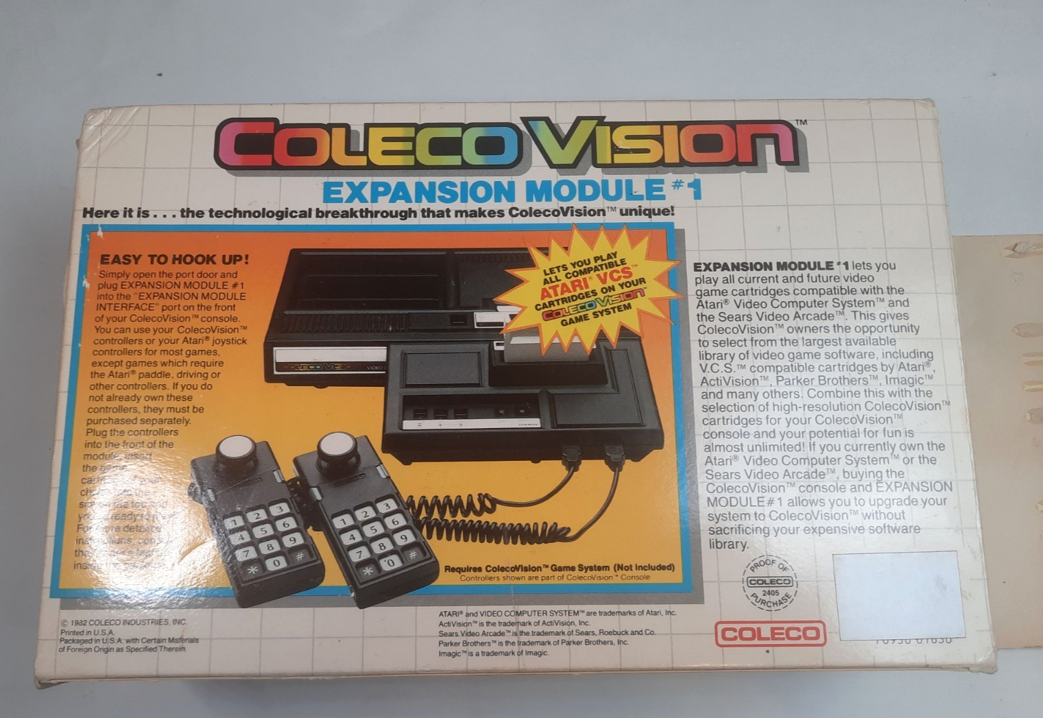 Colecovision w/ Expansion Module 1 & Coleco & Atari Games 6 Controllers