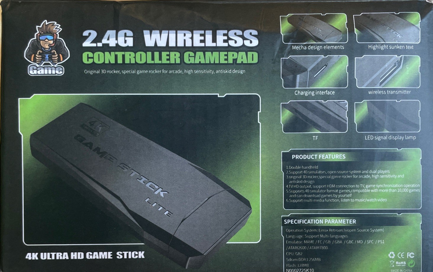 Retro Game Console, Plug and Play Video Game, 2.4GHz Wireless Controller New