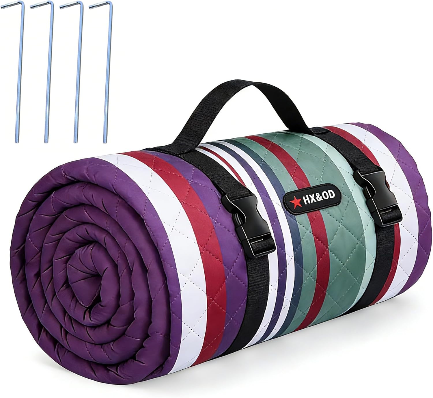 HX&OD Outdoor Picnic Blanket Extra Large, 80”*80” Waterproof Picnic Mat with S
