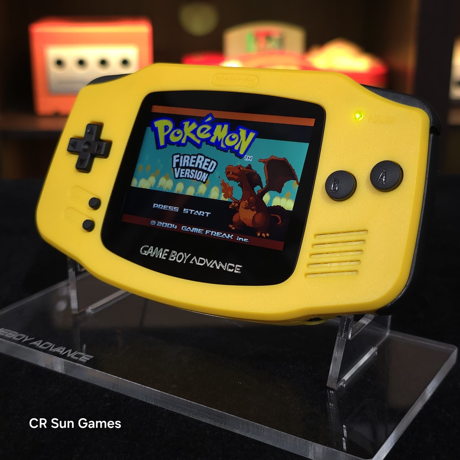 Yellow Game Boy Advance GBA iPS V5 LCD USB-C 1800 mAh Rechargeable Battery