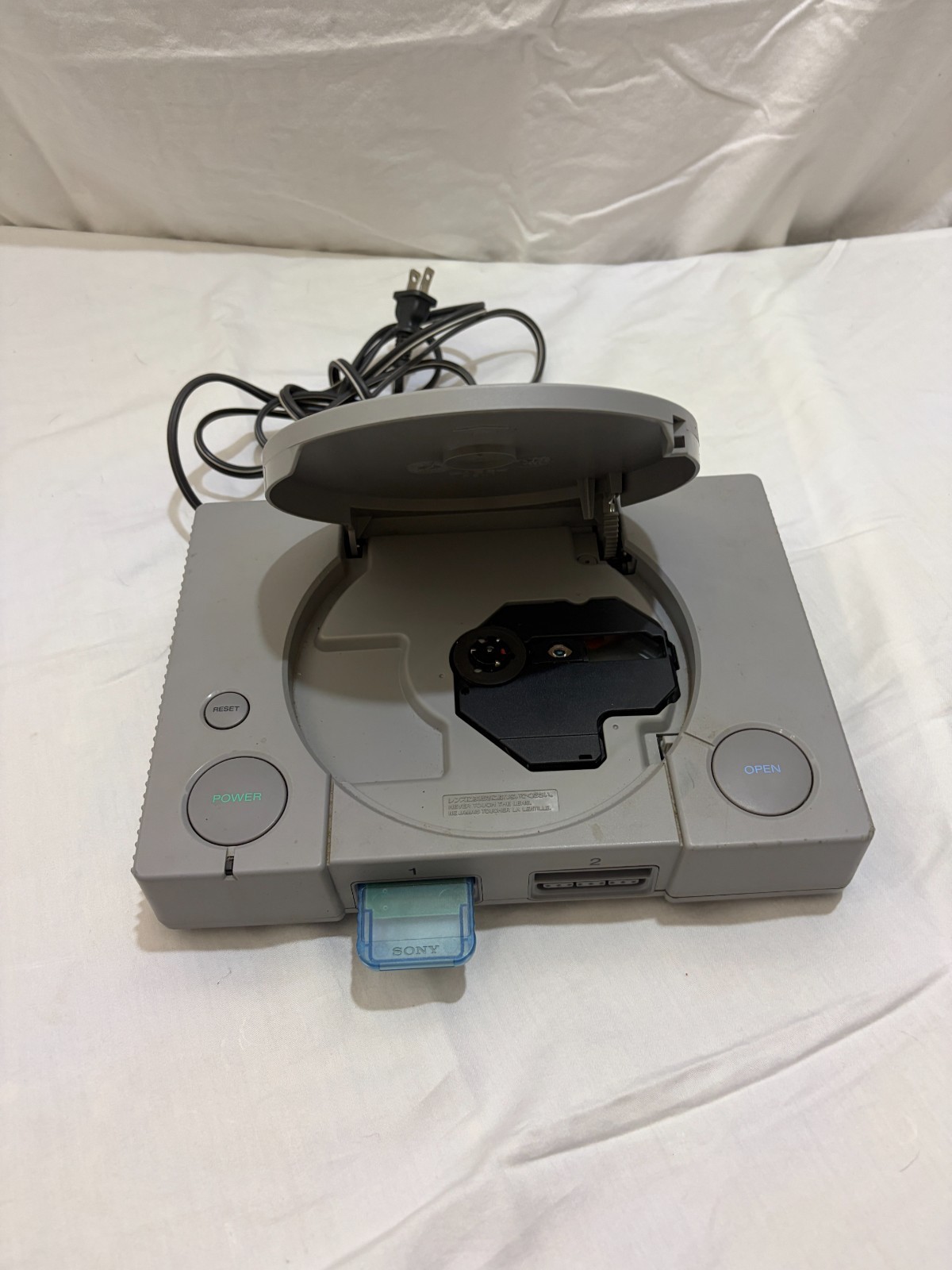 Sony PlayStation 1 PS1 Original Console Grey Tested Working Blue Memory card