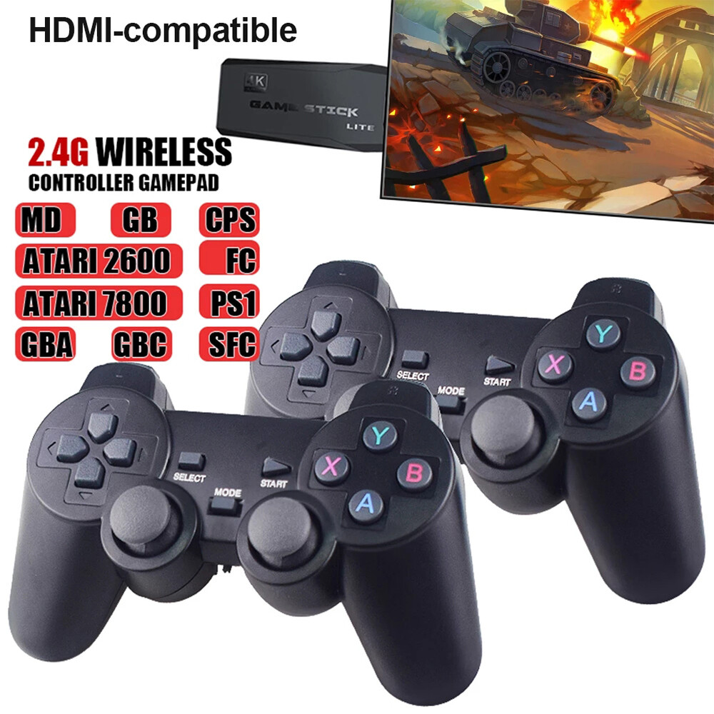 2.4G 4K Wireless HD TV Video Game Console 10000+Built-in Games+ 2 Gamepad USA