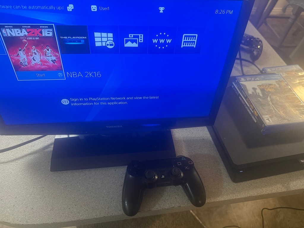Sony PS4 Slim 1TB Console Bundle (4 Games, 1 Controller) TESTED & WORKS. CLEAN