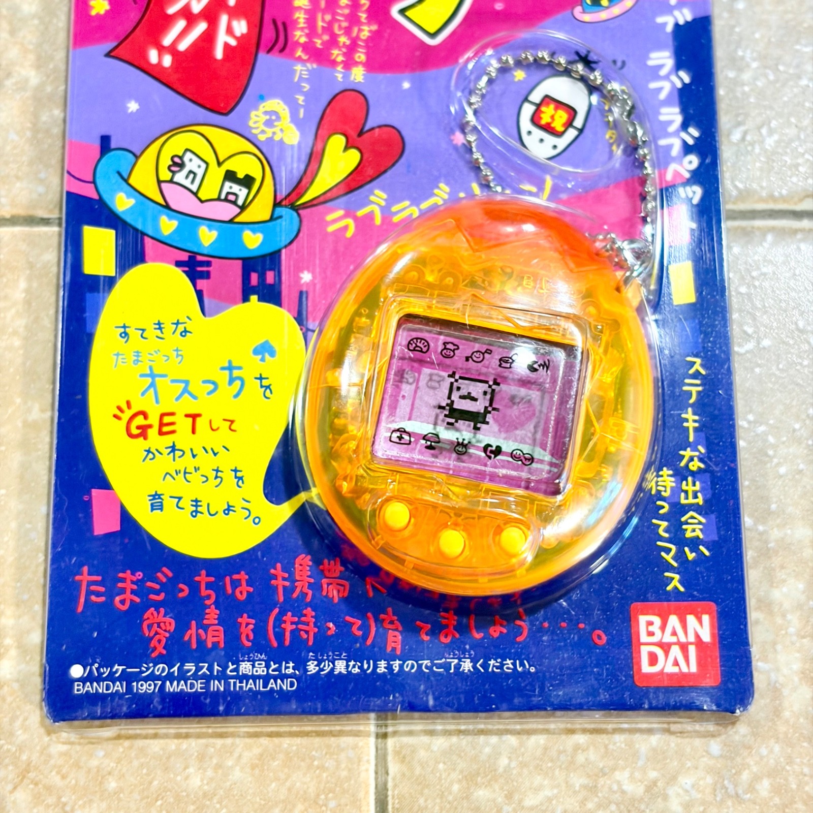 Bandai Tamagotchi (Osutchi Mesutchi) Clear Orange 1997 Digital Pet Japan TESTED