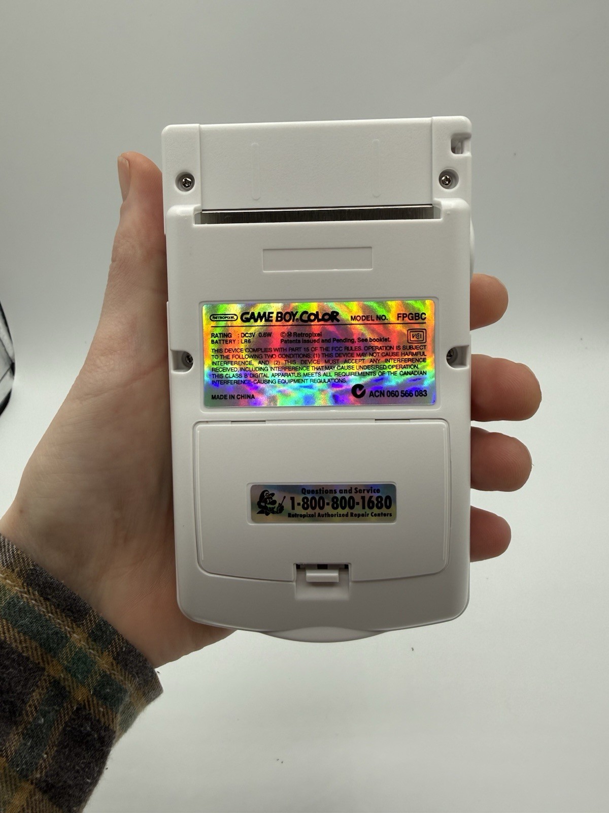 White And Green Nintendo Gameboy Color IPS Mod W/ USB C Rechargeable Battery