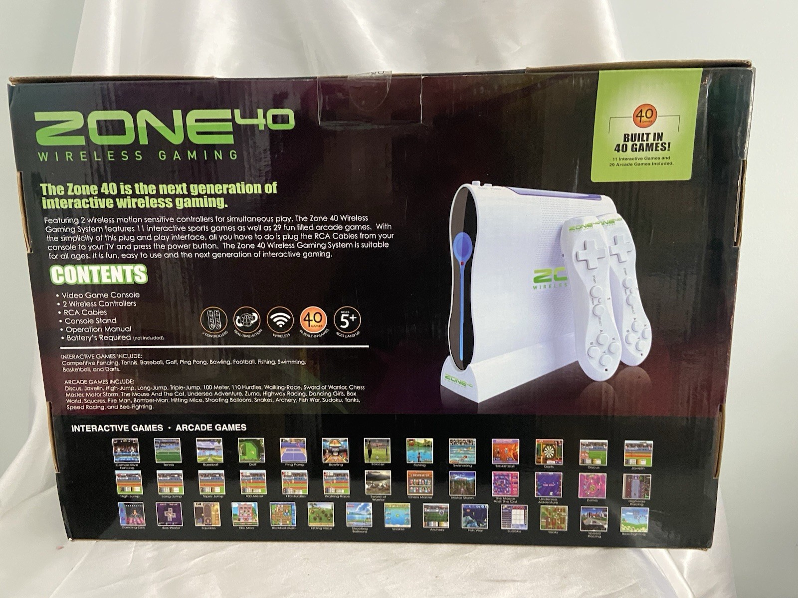 Zone 40 Wireless Gaming 40 Games 11 Sports 29 Arcade Plug & Play New
